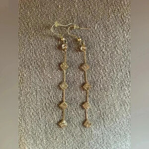 Long Diamond and silver earrings​​​